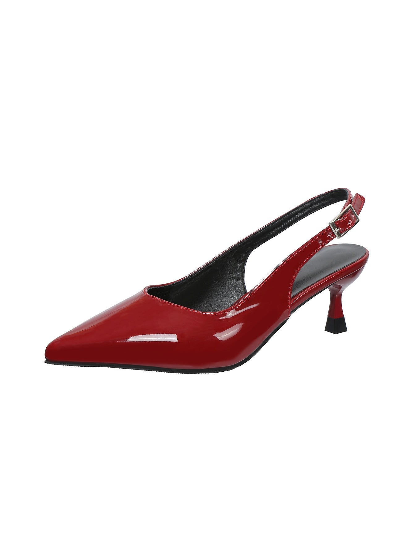 Damen Slingback Pumps aus glänzendem Lackmaterial mit elegantem spitzem Design Shopnory
