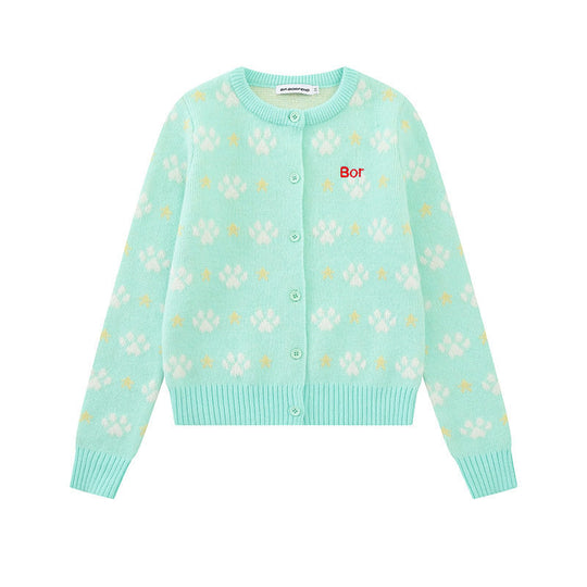 Damen Strickjacke mit Allover‑Jacquard, Rundhalsausschnitt und Knopfleiste Shop Nory