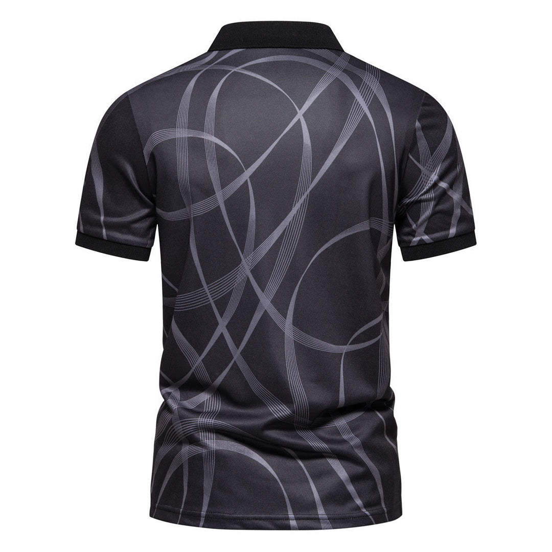 Herren Poloshirt mit modernem grafischen Muster und atmungsaktiver Textiltechnologie Shopnory
