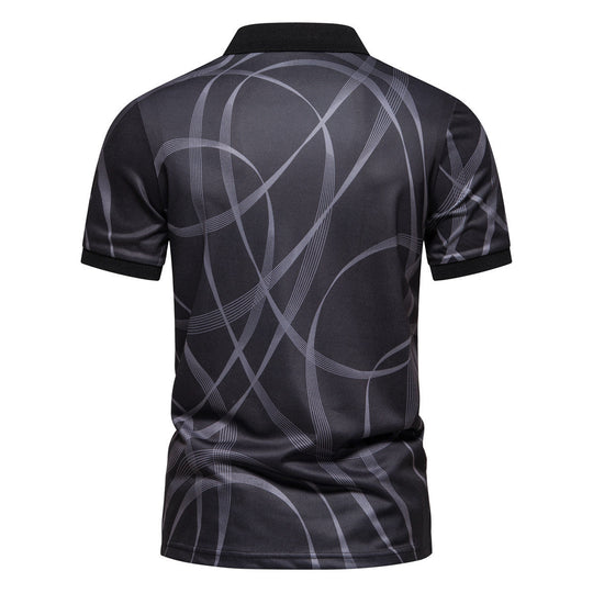 Herren Poloshirt mit modernem grafischen Muster und atmungsaktiver Textiltechnologie Shopnory