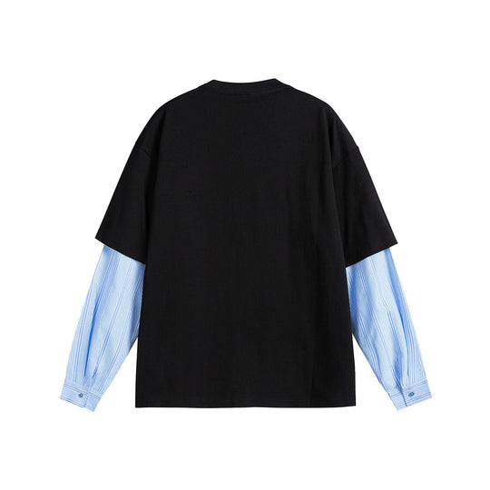 Damen Lagenlook T-Shirt mit eingearbeiteten Hemdärmeln und oversized Print Shop Nory