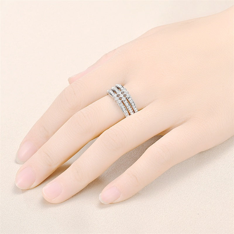 Damen Ring mit funkelndem Zirkonia-Muster Shop Nory