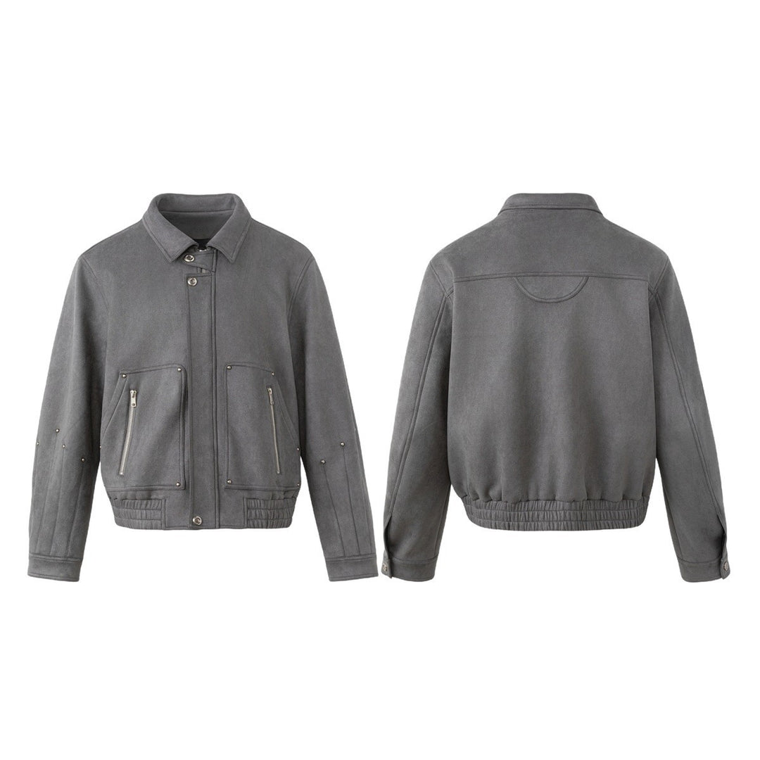 Herren Kurzblouson aus Veloursoptik mit Nietenapplikation und Reißverschlusstaschen Shop Nory