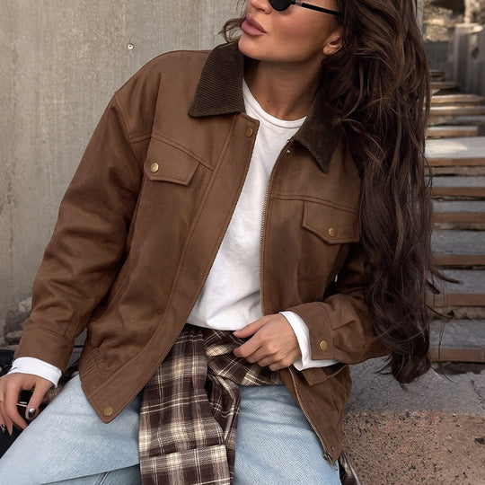 Damen Elegante Suede Jacke Shop Nory