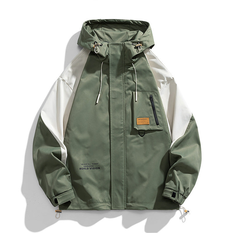 Herren Wasserabweisende Kapuzen-Fieldjacke im Colorblock-Utility-Design mit Brusttasche Shop Nory