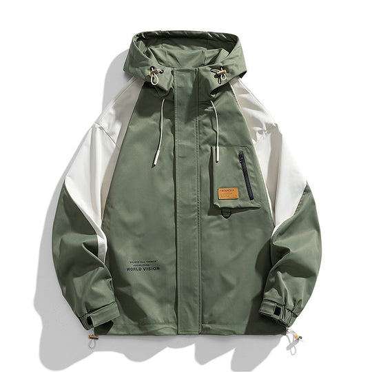 Herren Wasserabweisende Kapuzen-Fieldjacke im Colorblock-Utility-Design mit Brusttasche Shop Nory