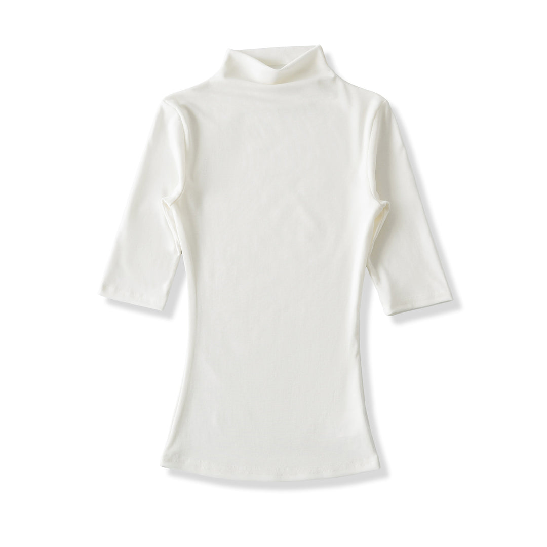 Damen Figurbetontes Stehkragen-Shirt mit halblangen Ärmeln Shop Nory