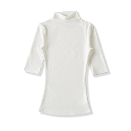 Damen Figurbetontes Stehkragen-Shirt mit halblangen Ärmeln Shop Nory