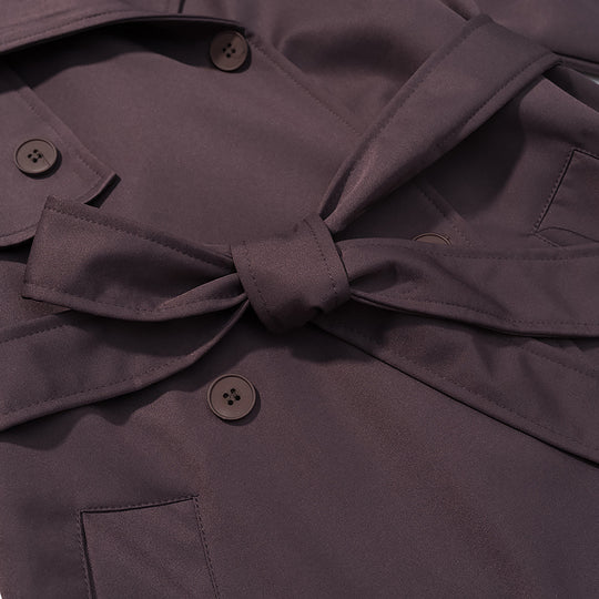 Damen Langer taillierter Trenchcoat mit Bindegürtel und doppelreihiger Knopfleiste Shop Nory