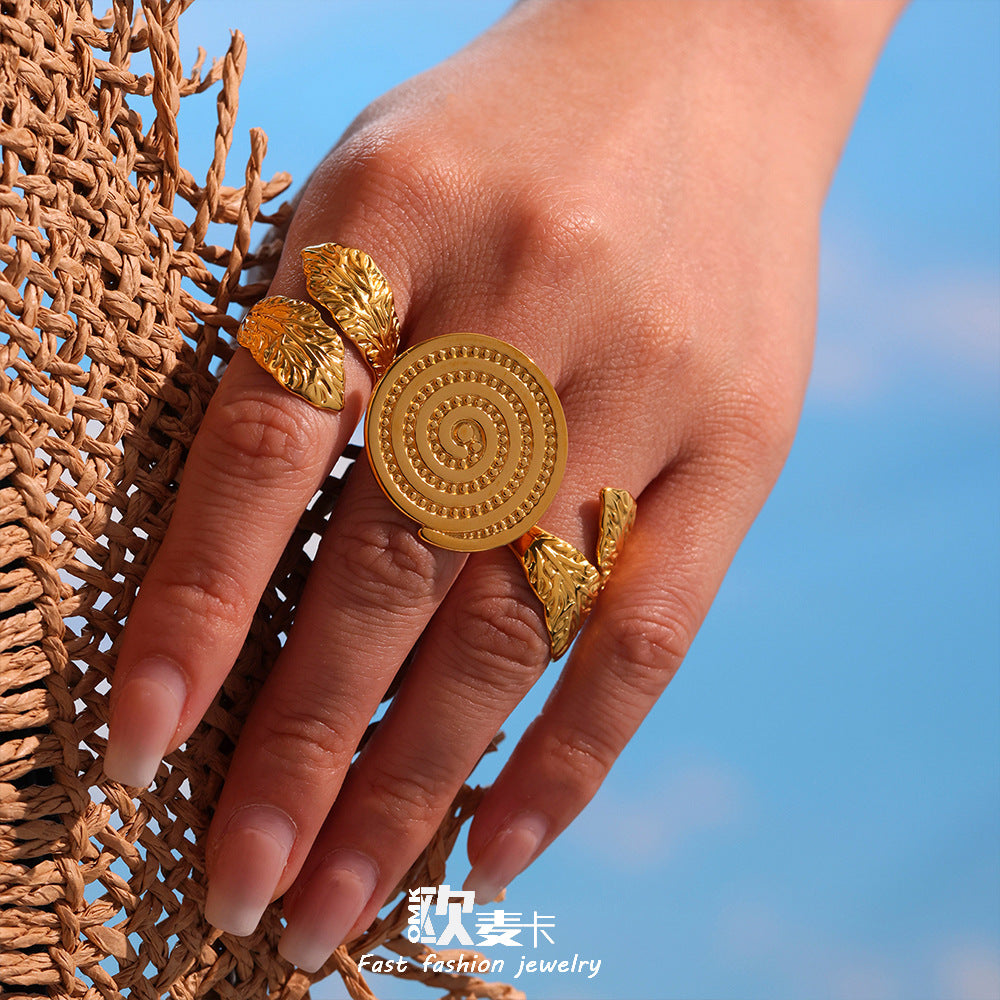Damenring mit floralen Blattmotiven aus hochwertigem Edelstahl Shop Nory