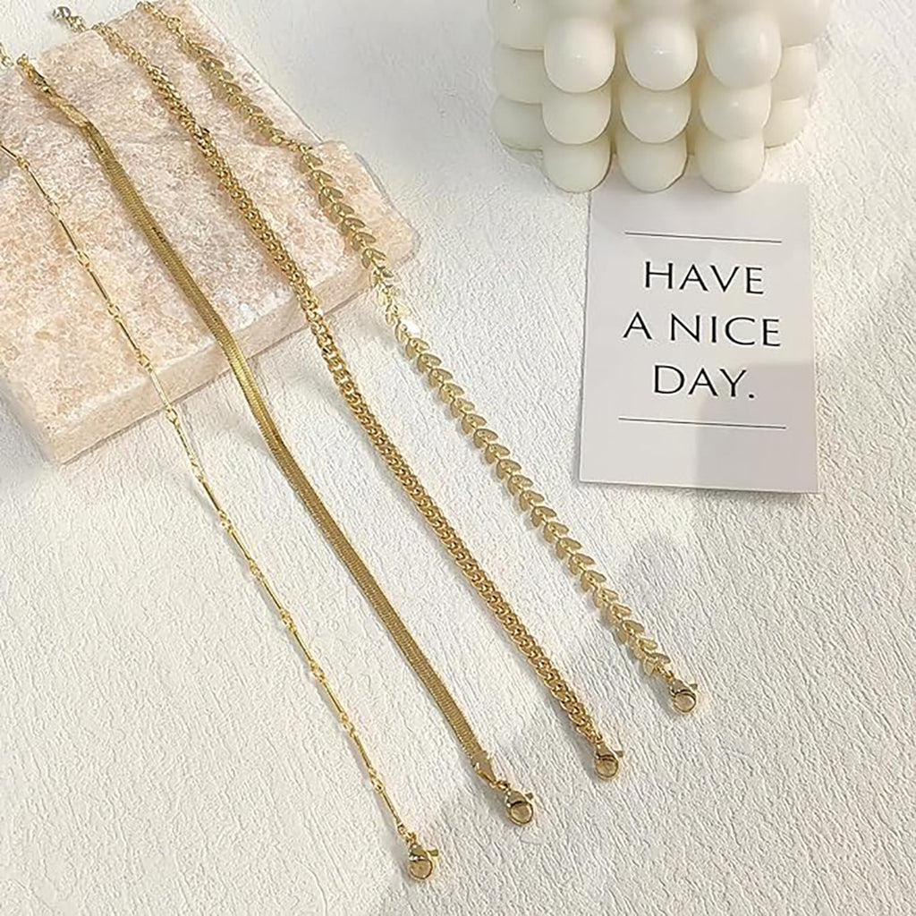 Damen Fußkettchen-Set mit eleganten Glieder- und Zierketten Shop Nory