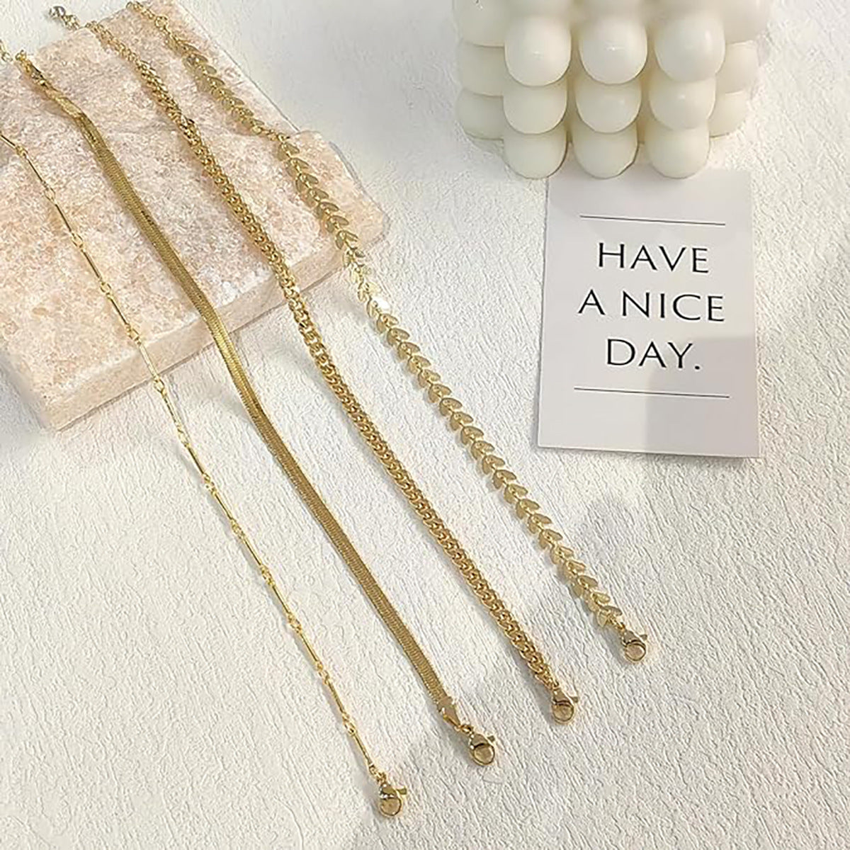 Damen Fußkettchen-Set mit eleganten Glieder- und Zierketten Shop Nory