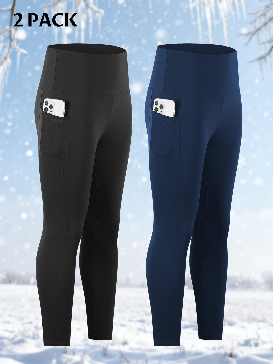 Damen Knöchelhohe Sportleggings mit hohem Bund und seitlicher Smartphone-Tasche Shopy Nory