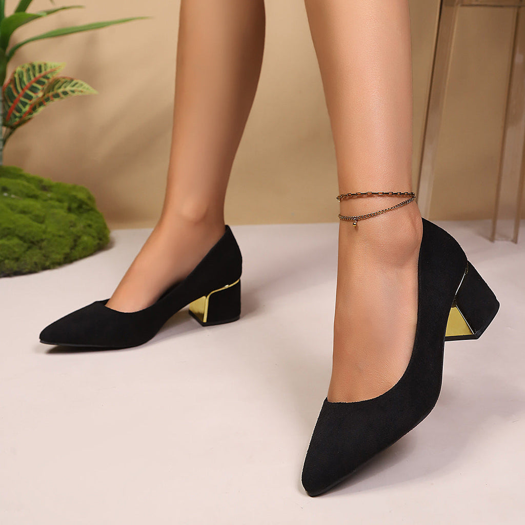 Damen dezente Pumps mit goldenem Akzent