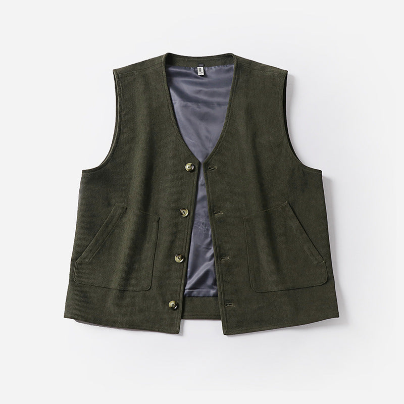 Herren Cordweste mit Satinfutter, V‑Ausschnitt und aufgesetzten Taschen Shop Nory