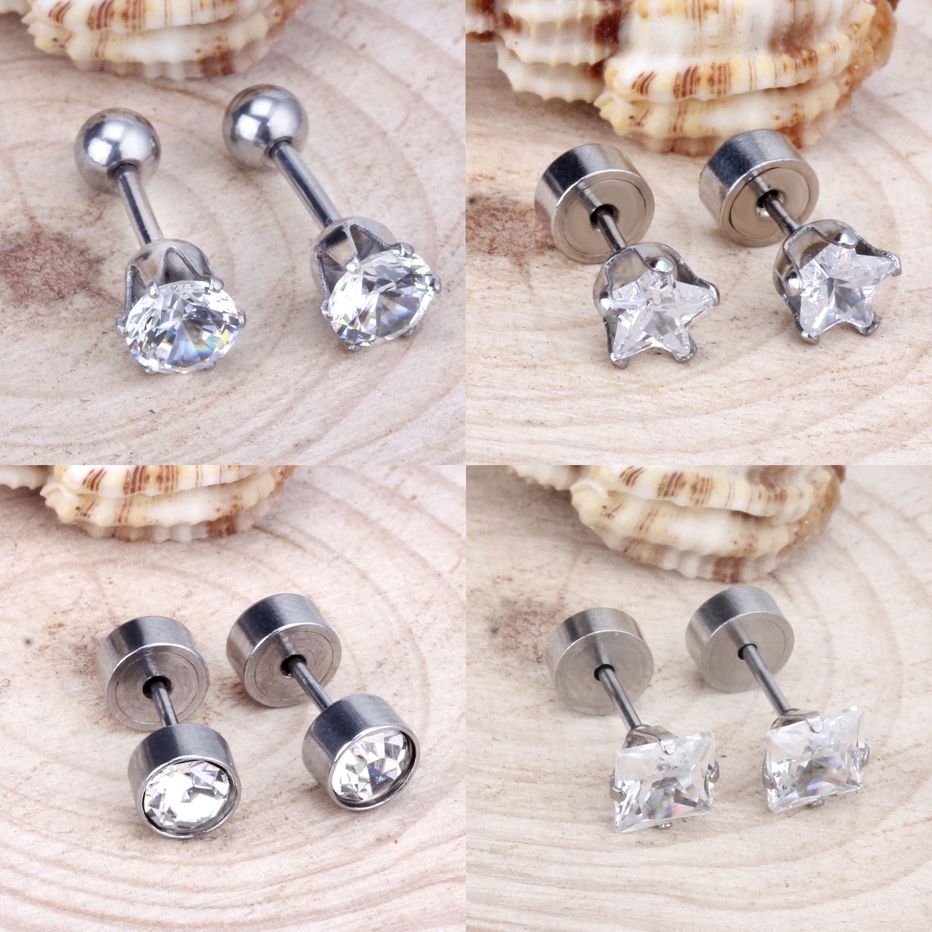 Damen Edelstahl Ohrstecker mit funkelnden Zirkonia Shop Nory