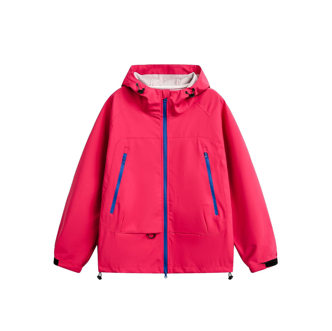 Damen Wasserdichte Softshell‑Regenjacke mit Kapuze, verstellbarem Saum und kontrastierenden Reißverschlüssen Shop Nory