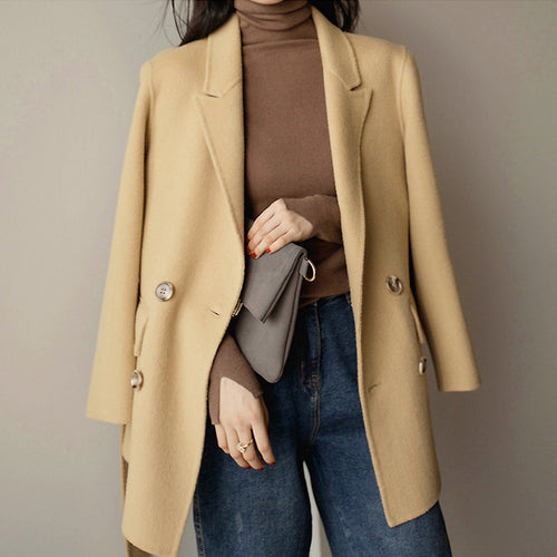 Damen Eleganter Wollblazer mit doppelter Knopfleiste Shop Nory