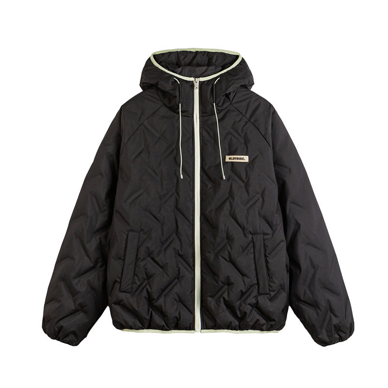 Unisex Wattierte Kapuzenjacke im Boxy-Schnitt mit kontrastkanten und elastischem Saum Shop Nory