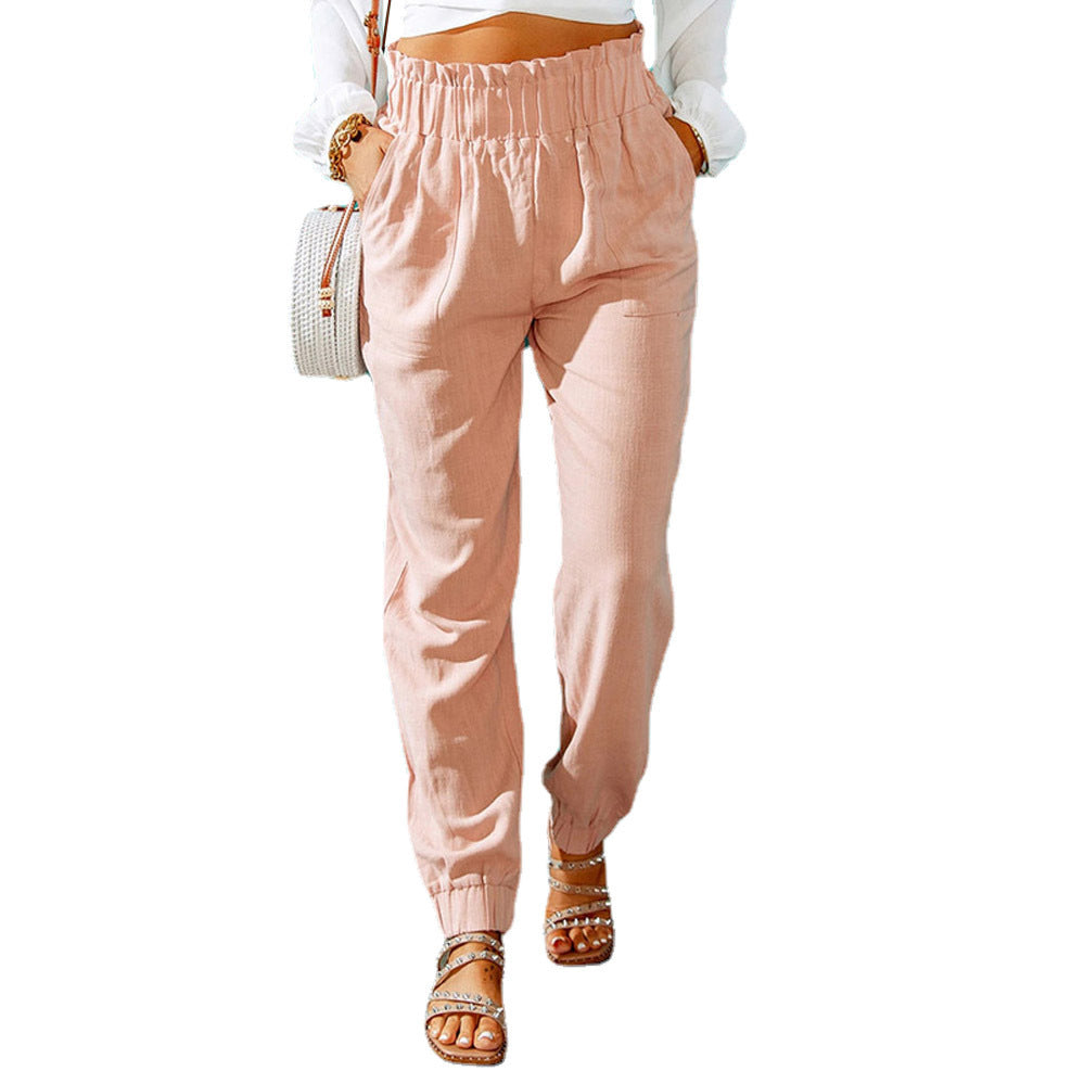 Damen Bequeme und elegante Sommerhose mit elastischem Bund und praktischen Taschen
