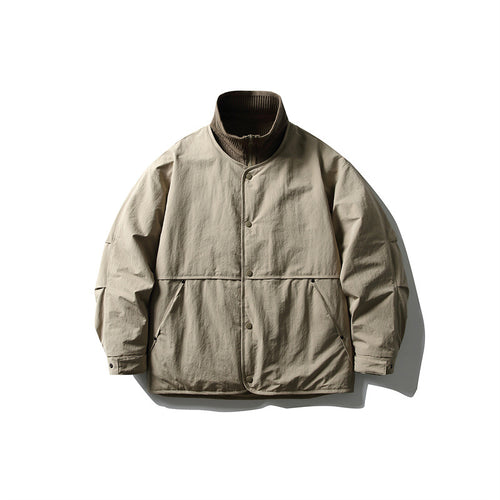 Herren Oversize wattierte Freizeitjacke mit Rippkragen und Druckknopfleiste Shop Nory