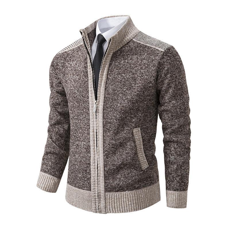 Herren modische Strickjacke mit hohem Kragen und Reißverschluss