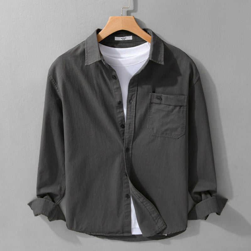 Herren Casual-Layering Hemdjacke aus leichtem Baumwoll-Twill mit aufgesetzter Brusttasche Shop Nory