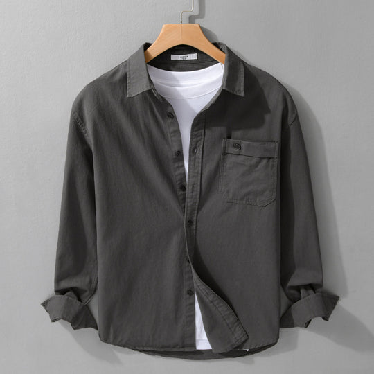 Herren Casual-Layering Hemdjacke aus leichtem Baumwoll-Twill mit aufgesetzter Brusttasche Shop Nory