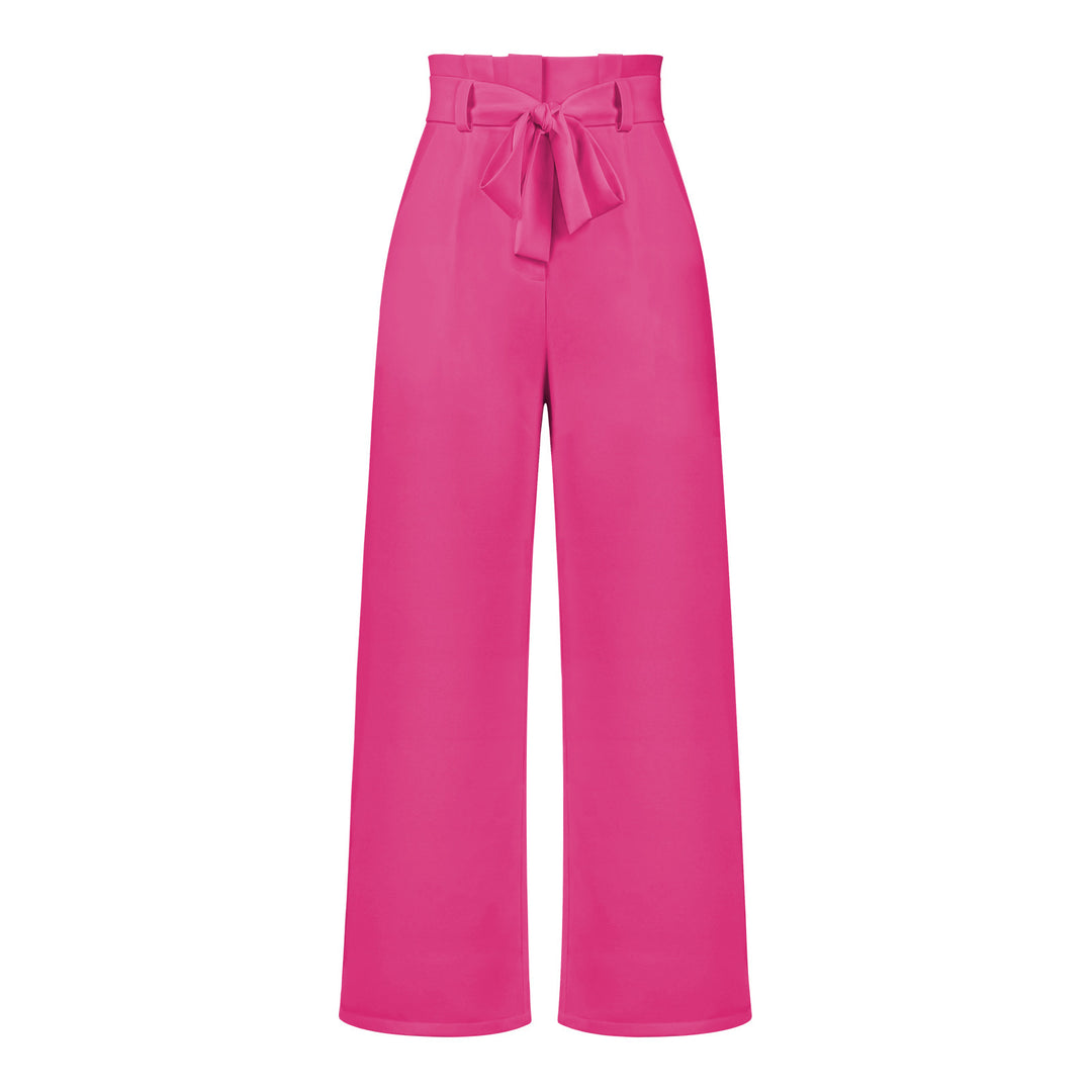 Damen hochtaillierte Paperbag-Hose mit weitem Bein und Taillengürtel Shop Nory