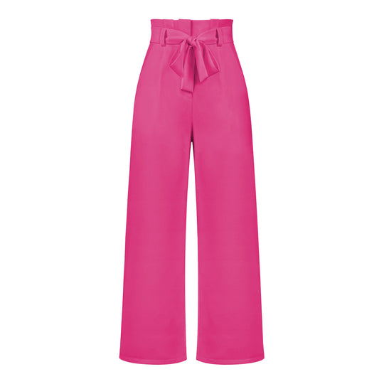 Damen hochtaillierte Paperbag-Hose mit weitem Bein und Taillengürtel Shop Nory