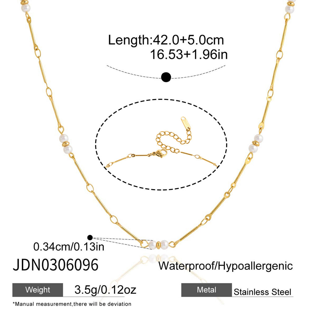 Damen Elegante und modische Halskette mit Perlen und goldfarbener Veredelung Shop Nory