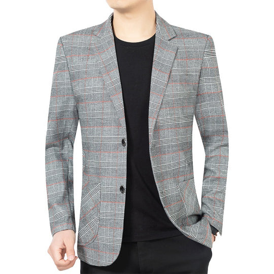 Herren Schmalgeschnittenes kariertes Glencheck-Sakko mit dezentem Overcheck-Optik Shop Nory