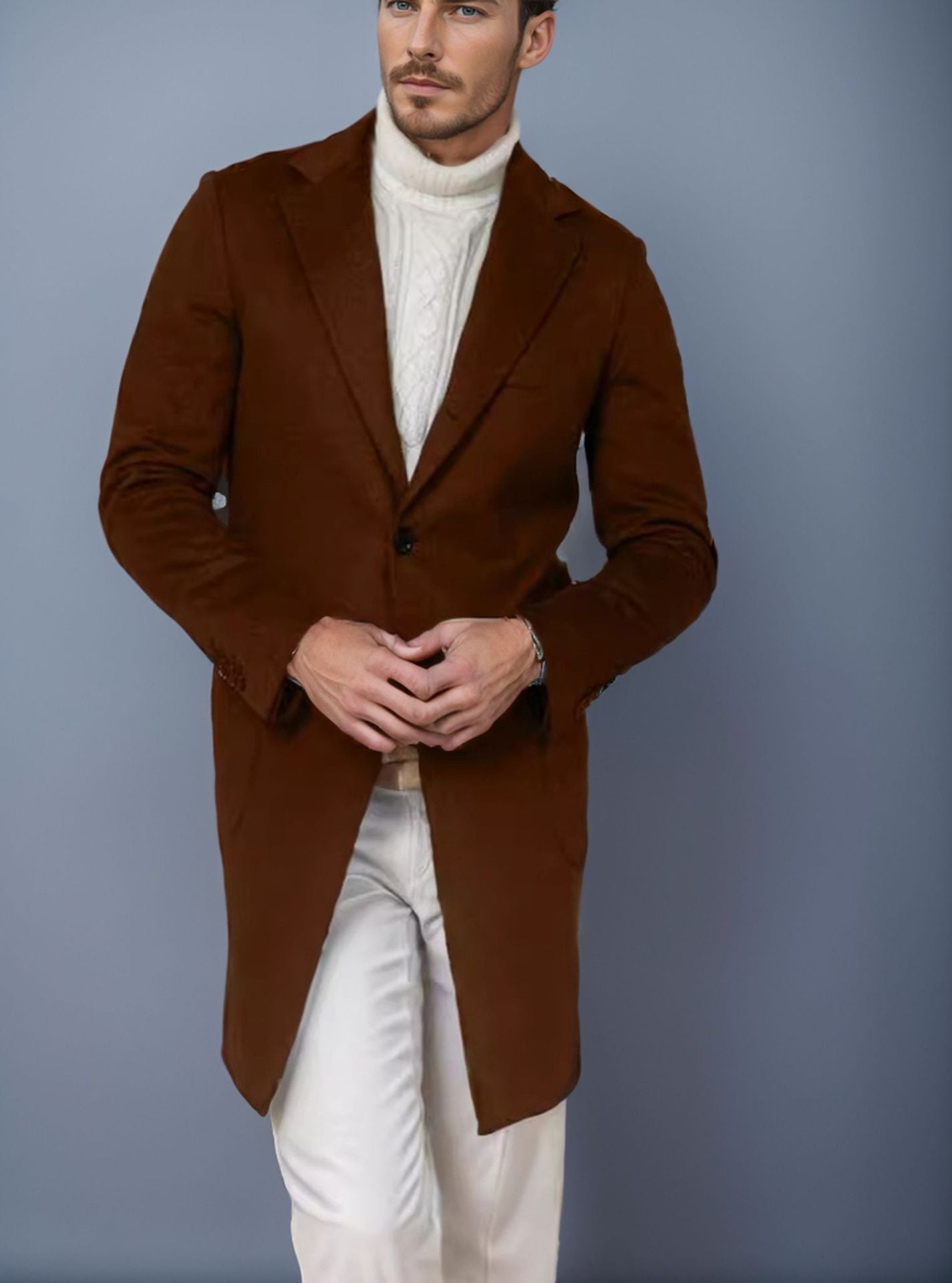 Herren eleganter Langmantel aus weichem Stoff