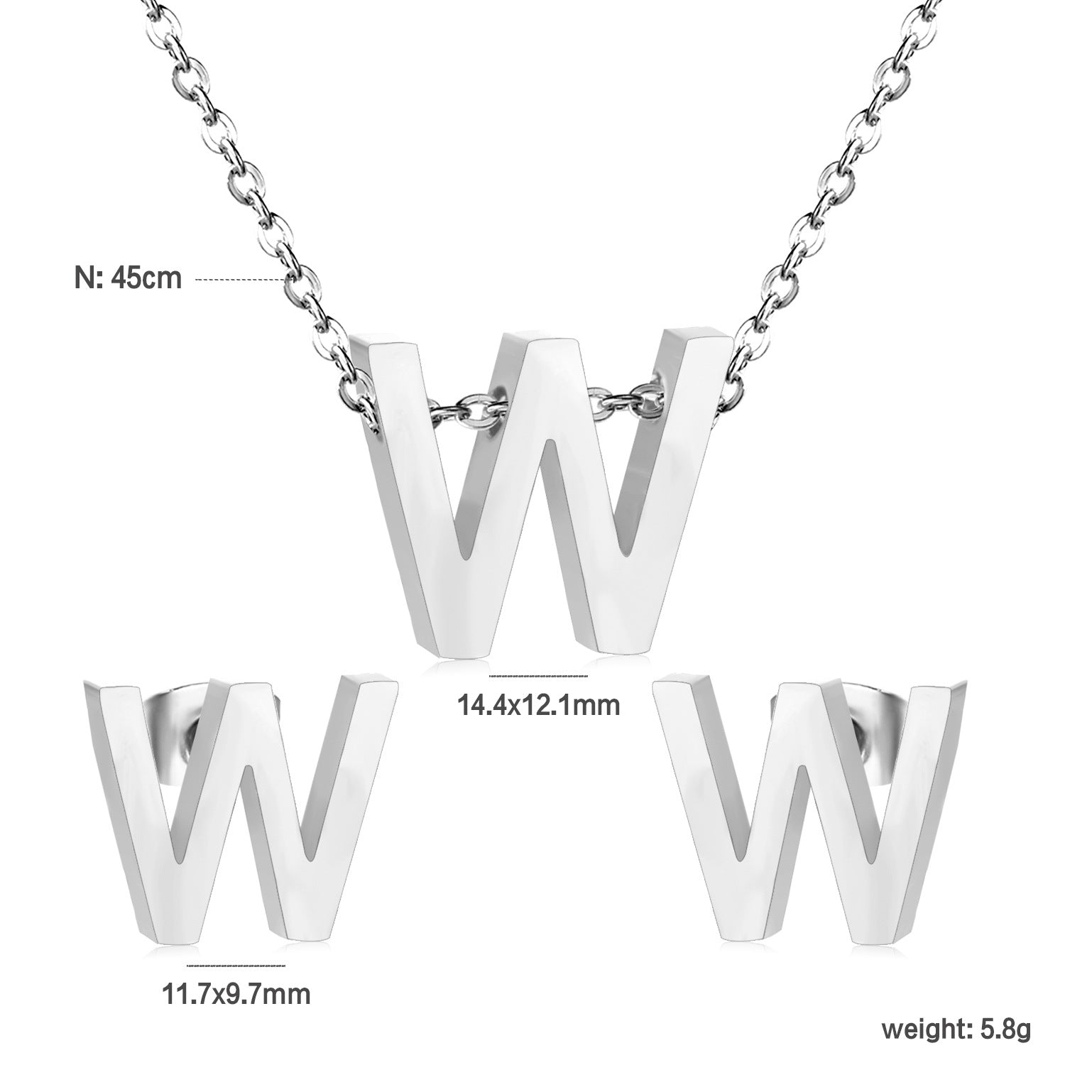 Damen Schmuckset mit K-Anhänger und passenden Ohrsteckern Shop Nory