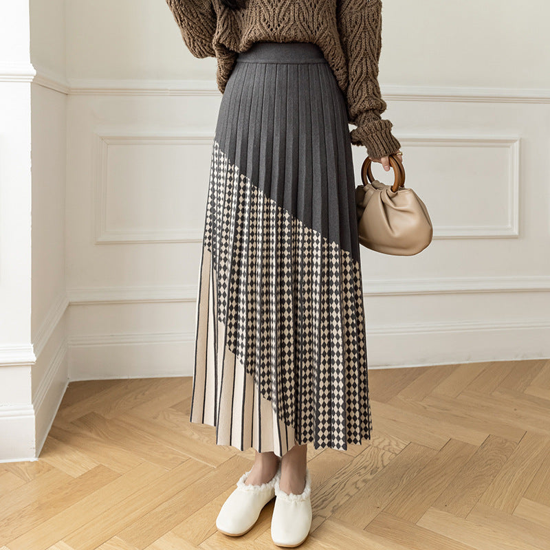 Damen Plissierter Maxirock mit geometrischem Muster Shop Nory