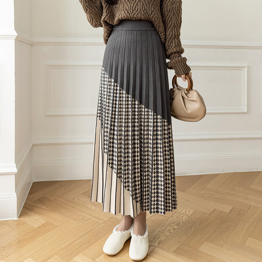 Damen Plissierter Maxirock mit geometrischem Muster Shop Nory