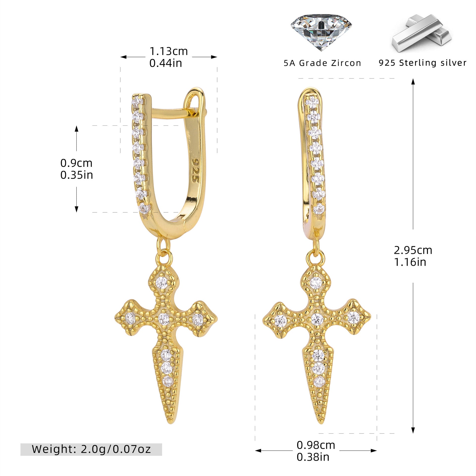 Damen Ohrhänger mit Kreuzdesign Shop Nory