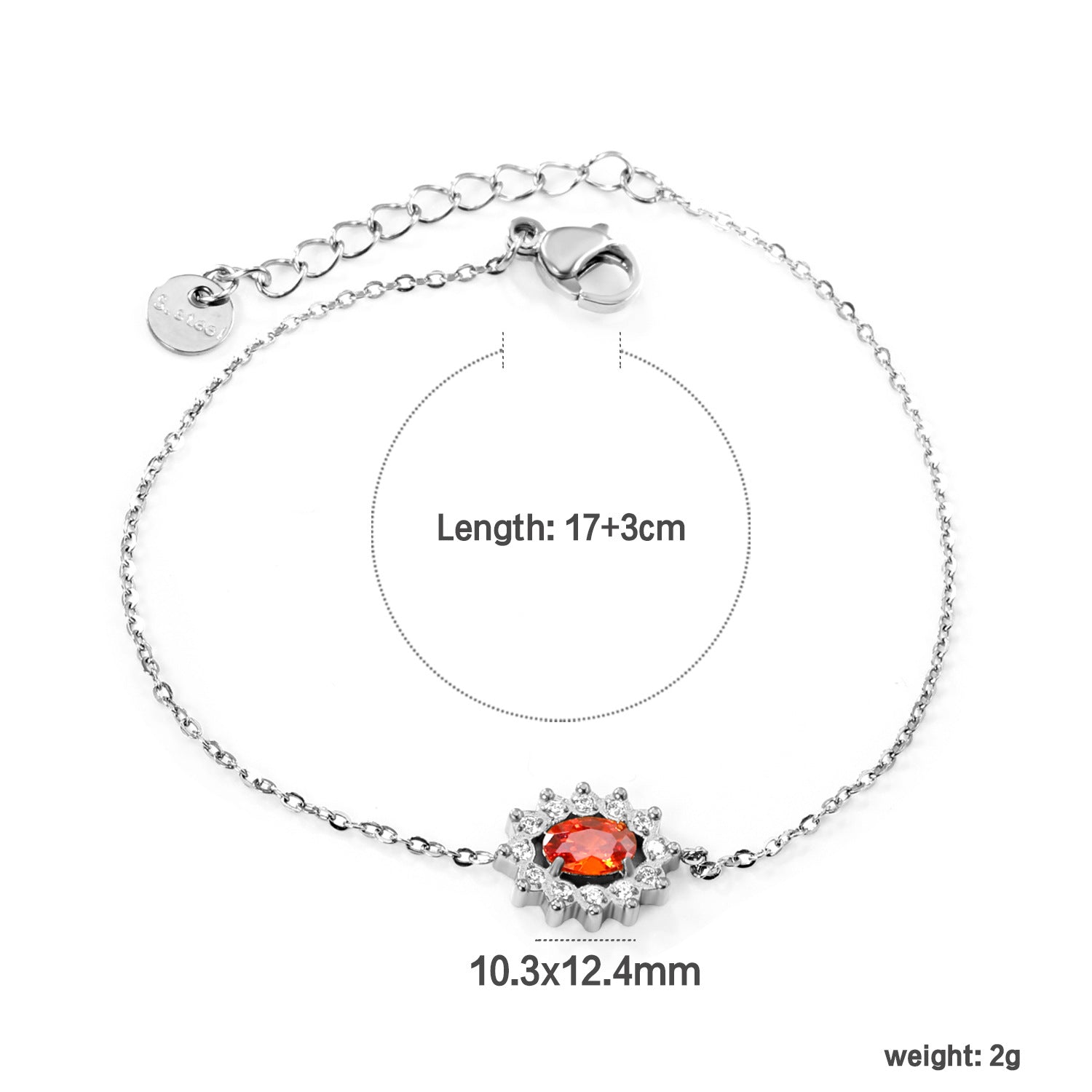 Damen zartes Armband mit funkelndem Kristallanhänger und verstellbarem Verschluss Shop Nory