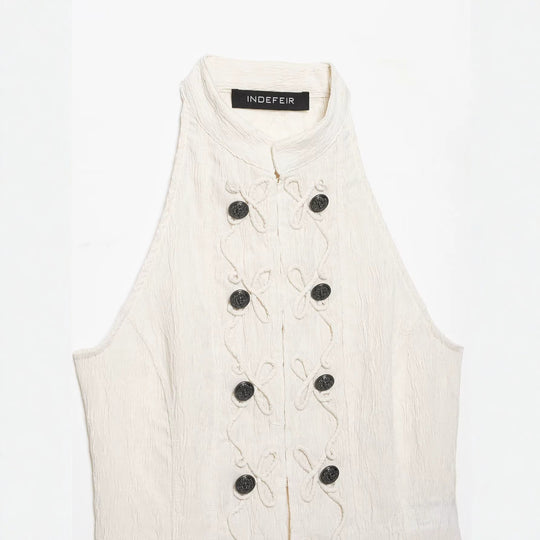Damen Taillierte Weste mit Stehkragen und dekorativen Froschverschlüssen Shop Nory