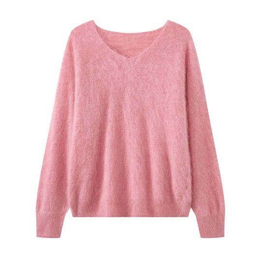 Damen Flauschiger Mohair‑Blend Rundhals‑Pullover im Oversize‑Schnitt Shop Nory
