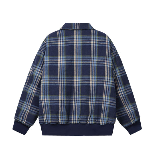 Unisex Karierter Boxy-Blouson im Oversize‑Cut mit Rippbündchen und Reißverschluss Shop Nory