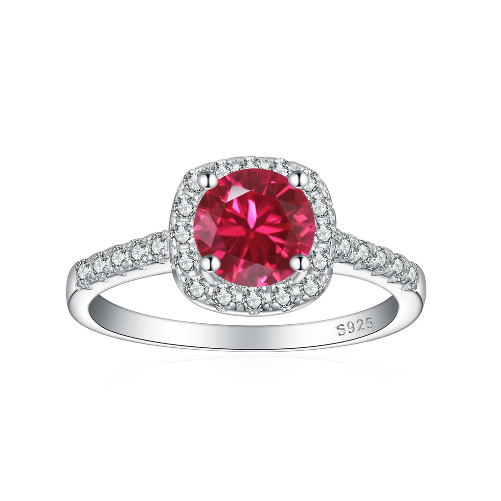 Damen Ring mit funkelndem pinkem Hauptstein und eleganten Zirkonia-Details Shop Nory