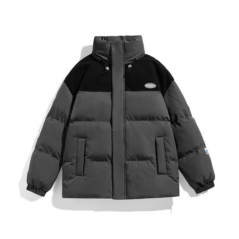 Herren Wattierte Oversize-Steppjacke mit hohem Stehkragen und kontrastiertem Schulterpaneel Shop Nory