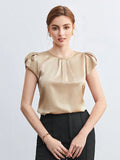 Damen elegante Bluse mit strukturierten Puffärmeln Shopnory