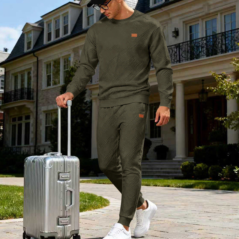Herren Feinstrukturiertes Lounge-Set mit Rundhals-Pullover & schmaler Jogginghose Shop Nory