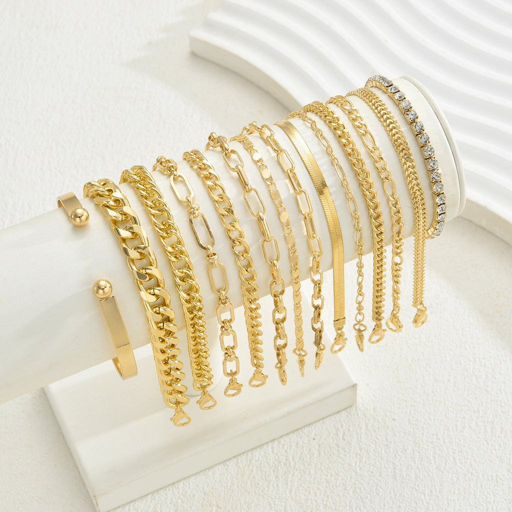 Damen Armband-Set mit eleganten Goldankern und funkelnden Kristallen Shop Nory
