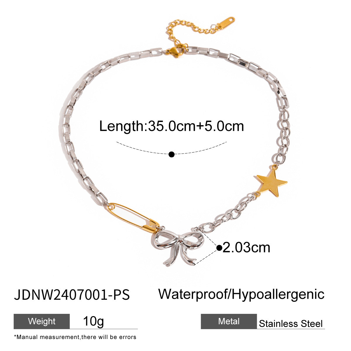 Damen Armband mit funkelndem Stern- und Schleifenmotiv aus hypoallergenem Edelstahl Shop Nory