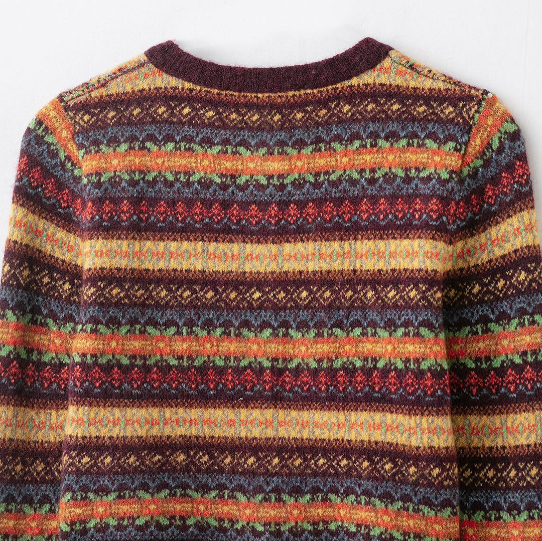 Damen Kurzgeschnittene Fair-Isle Strickjacke mit Rundhalsausschnitt und Knopfleiste Shop Nory