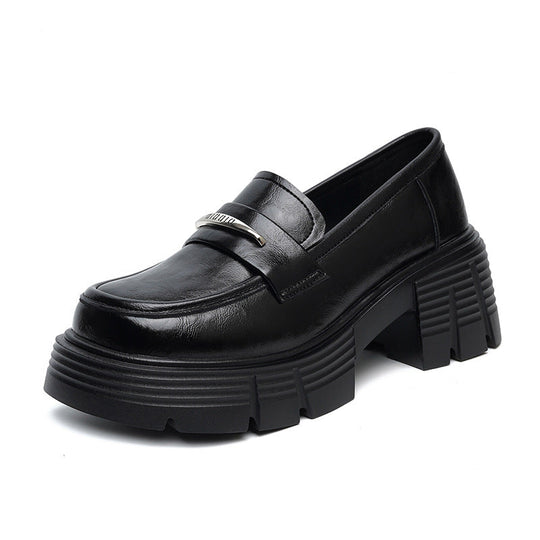 Damen Modische Loafers mit klobigem Absatz und glänzenden Applikationen