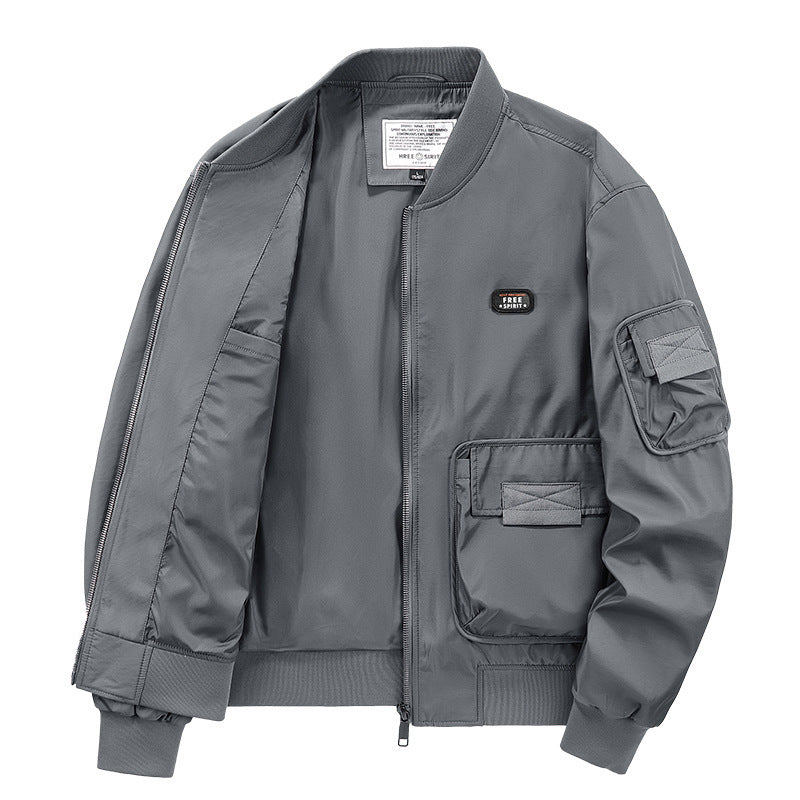 Herren leichter Nylon-Bomber mit Utility‑Taschen, Ärmel‑Organizer und geripptem Saum Shop Nory